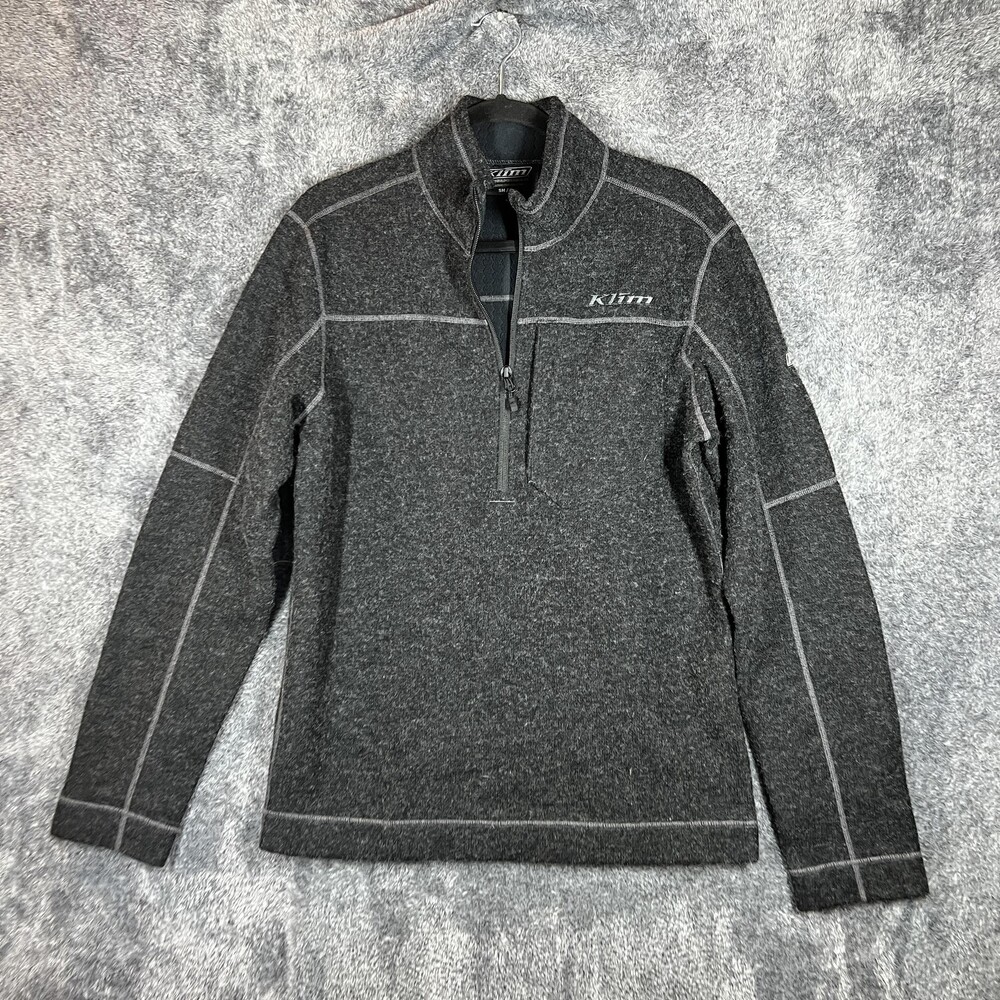 Klim Bighorn Canyon Wool Pullover Mens Small Gray Fleece 1/4 Zip Thermal